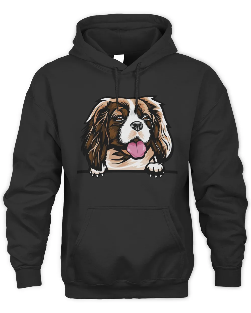 Animal Dog Cavalier King Charles Spaniel 6yhkma Color Peeking Unisex Hoodie black s