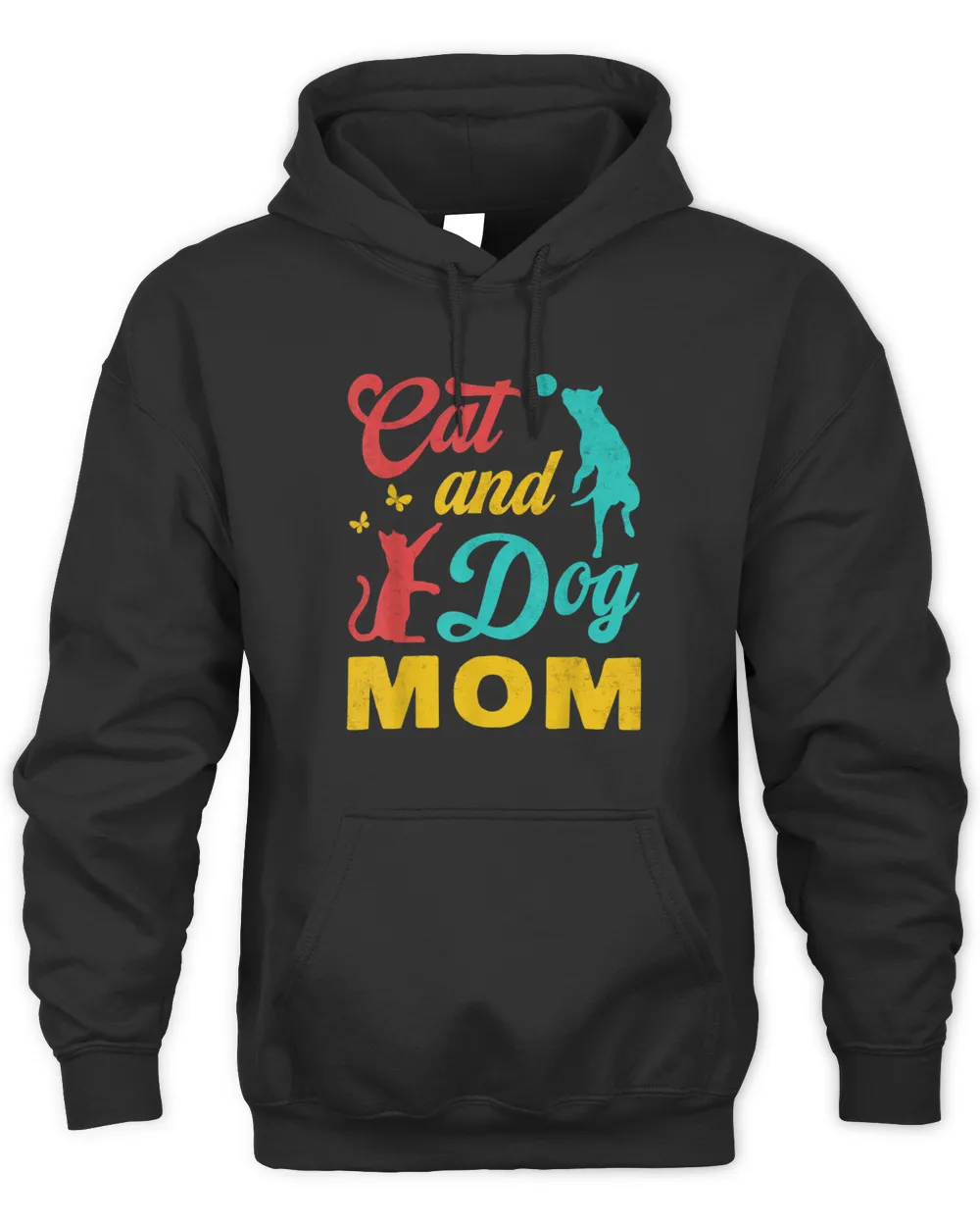 Vintage Cat And Dog Mom Mothers Day For Cat Dog Lover Mama T-Shirt Unisex Hoodie black s