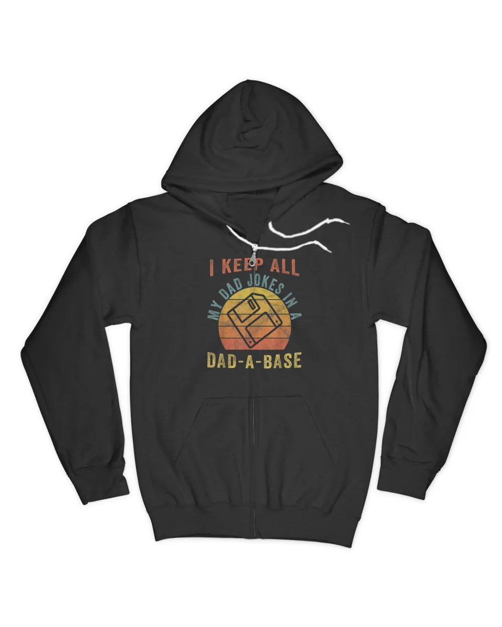 I Keep All My Dad Jokes In A Dad-A-Base Vintage Father Dad T-Shirt Men's Zip Hoodie black s
