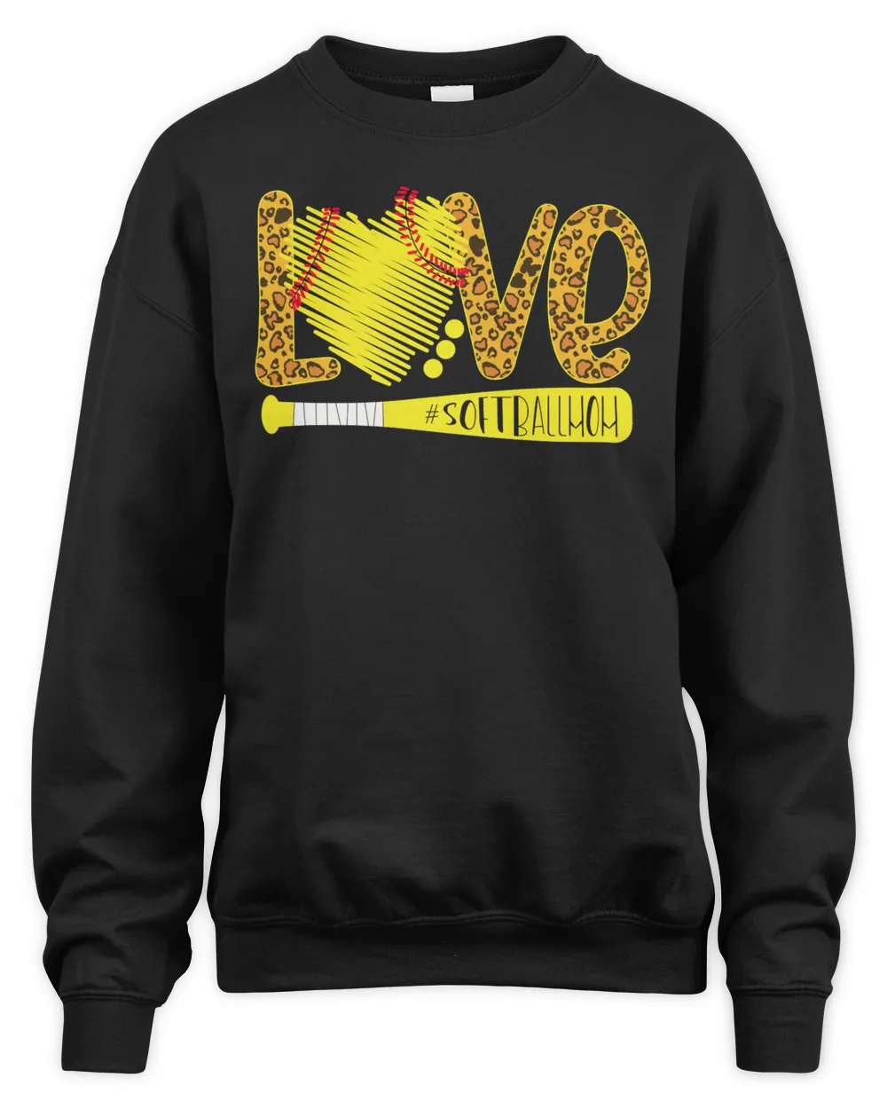 love softball mom leopard Unisex Sweatshirt black s