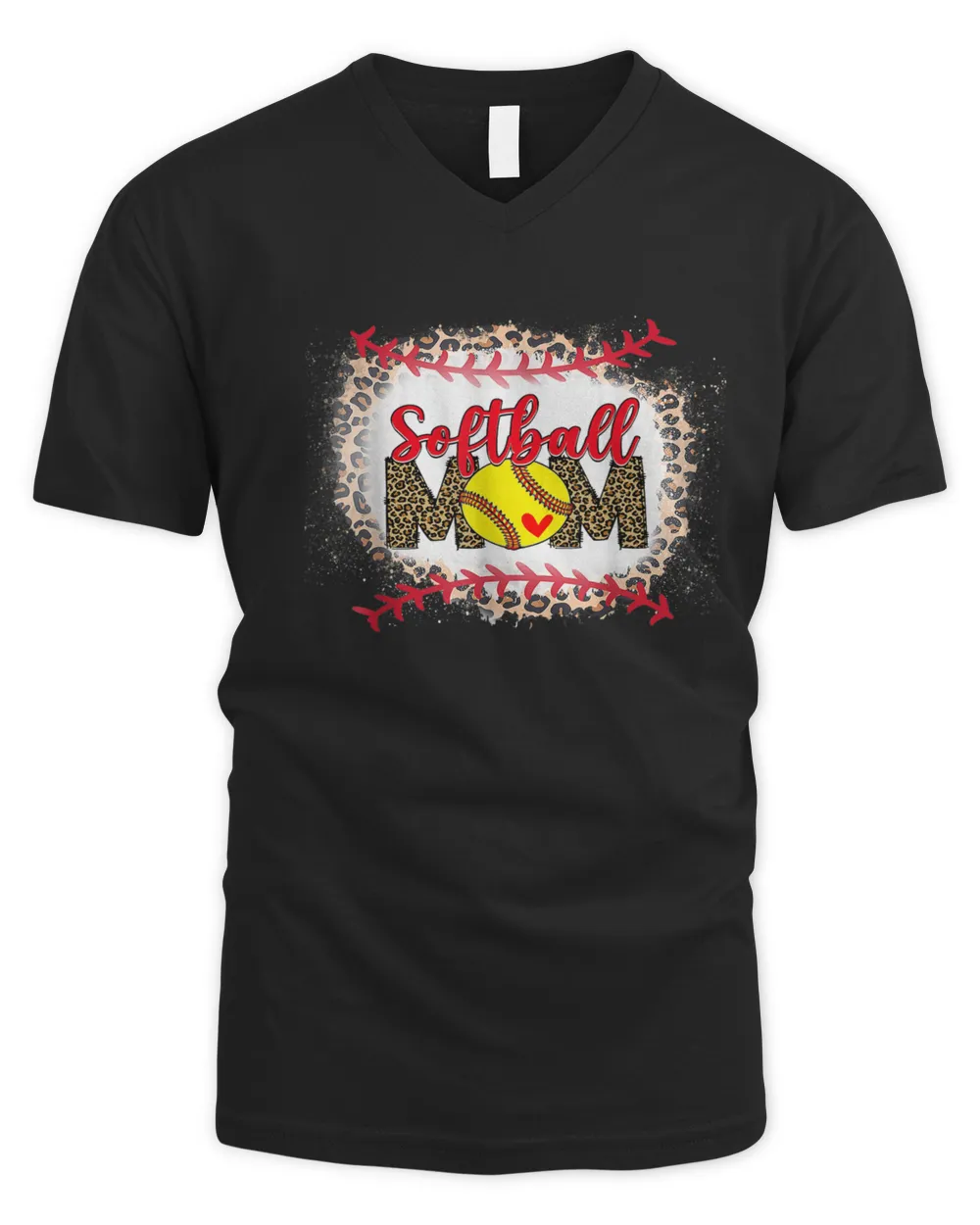 Baseball Mom Leopard Funny Softball Mom Mother's Day 2023 T-Shirt (1) Men's V-Neck T-Shirt black s