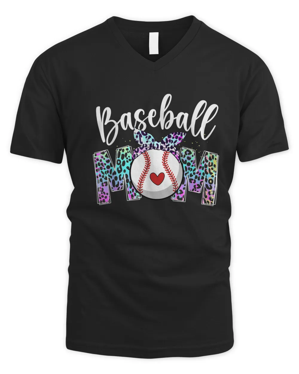 Baseball Mom Leopard Funny Softball Mom Mother's Day 2023 T-Shirt Men's V-Neck T-Shirt black s