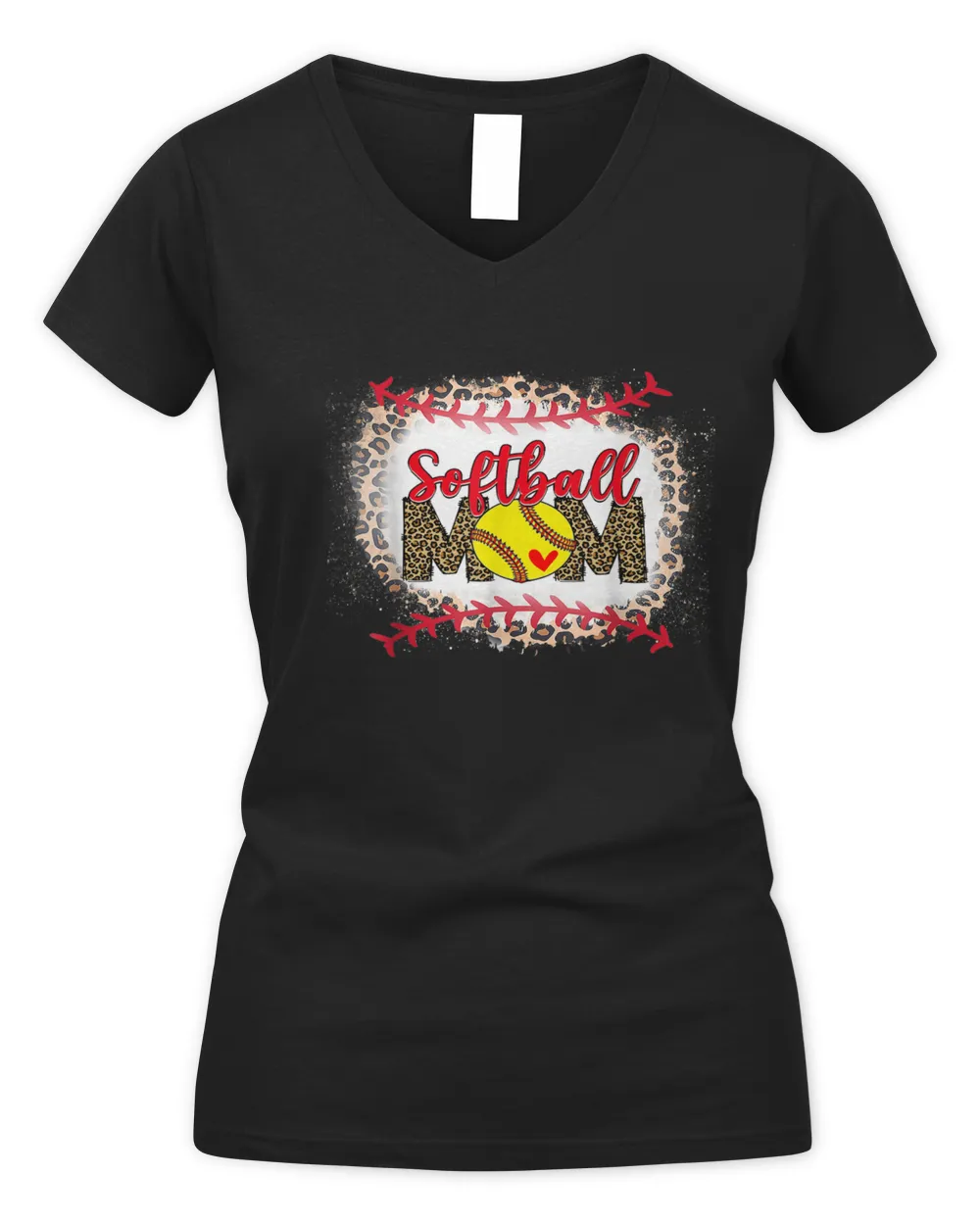 Baseball Mom Leopard Funny Softball Mom Mother's Day 2023 T-Shirt (1) Women's V-Neck T-Shirt black s