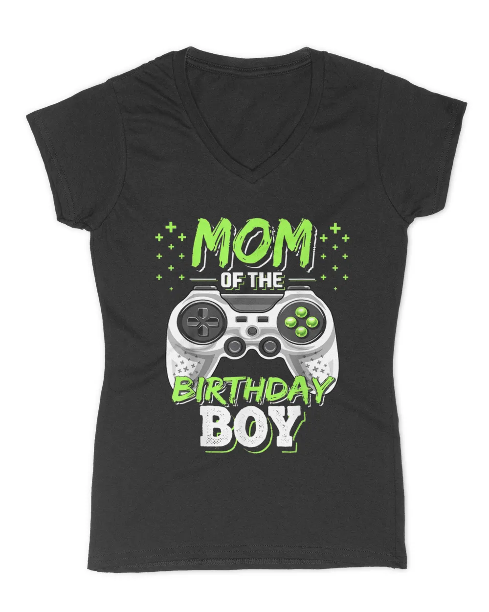 Mom of the Birthday Boy Matching Video Gamer Birthday Party T-Shirt Women's V-Neck T-Shirt black s