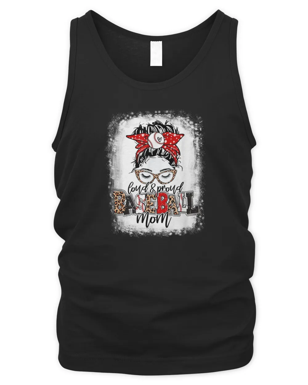 Loud And Proud BaseBall Mom Life Messy Bun Leopard T-Shirt Men's Tank Top black s