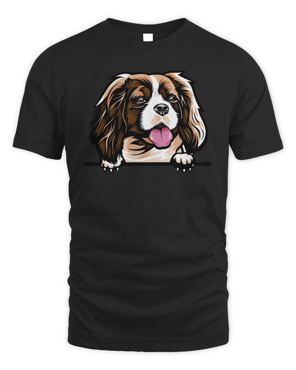 Animal Dog Cavalier King Charles Spaniel 6yhkma Color Peeking Unisex Standard T-Shirt black s