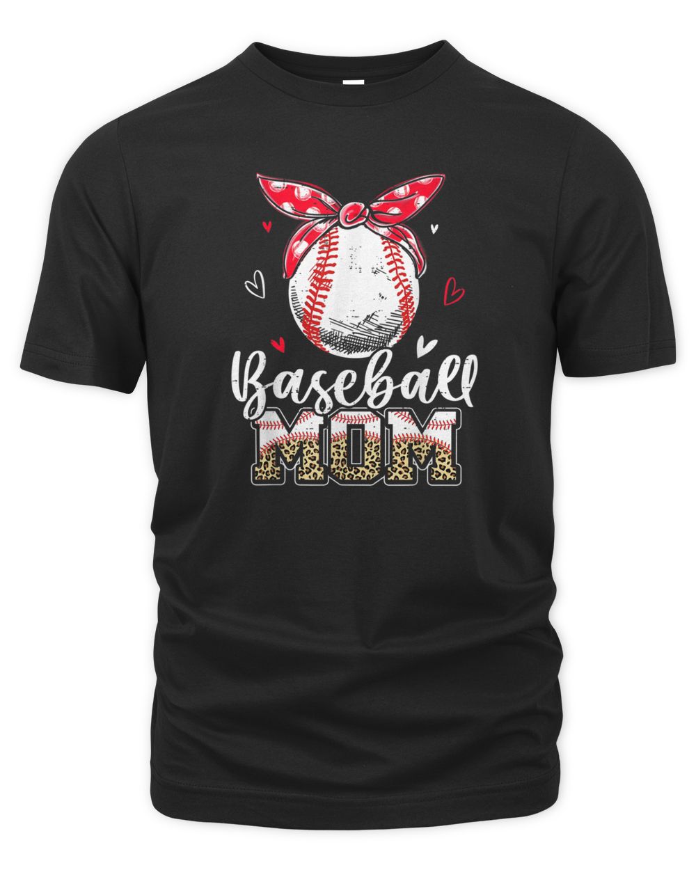 Leopard Baseball Mom Headband Baseball Ball Mothers Day Mama T-Shirt Men's Premium Tshirt black s
