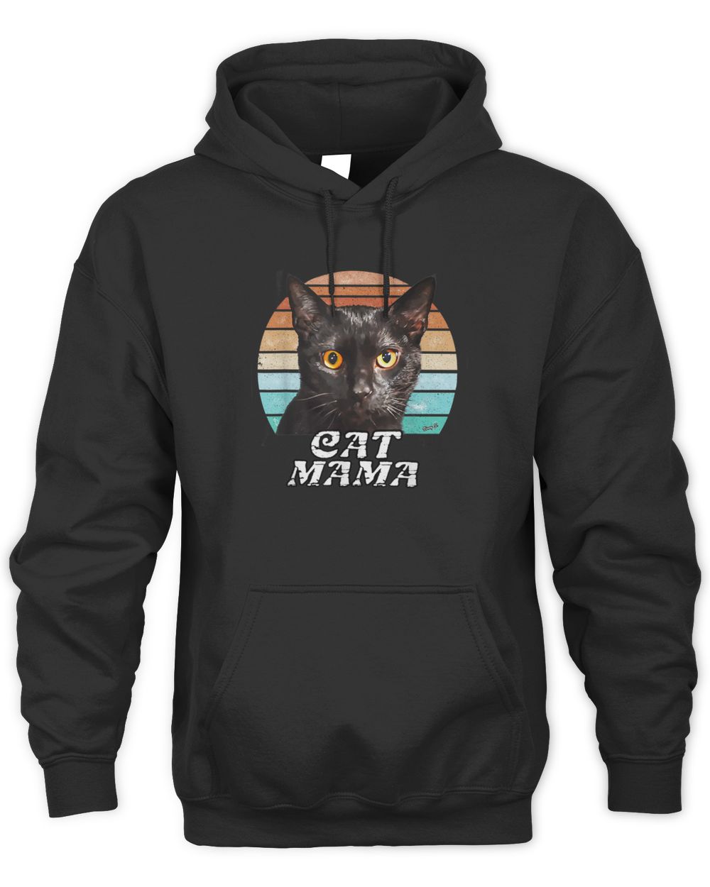 Cat Mama Mom Mothers Day Black Cat Retro T-Shirt Unisex Hoodie black s
