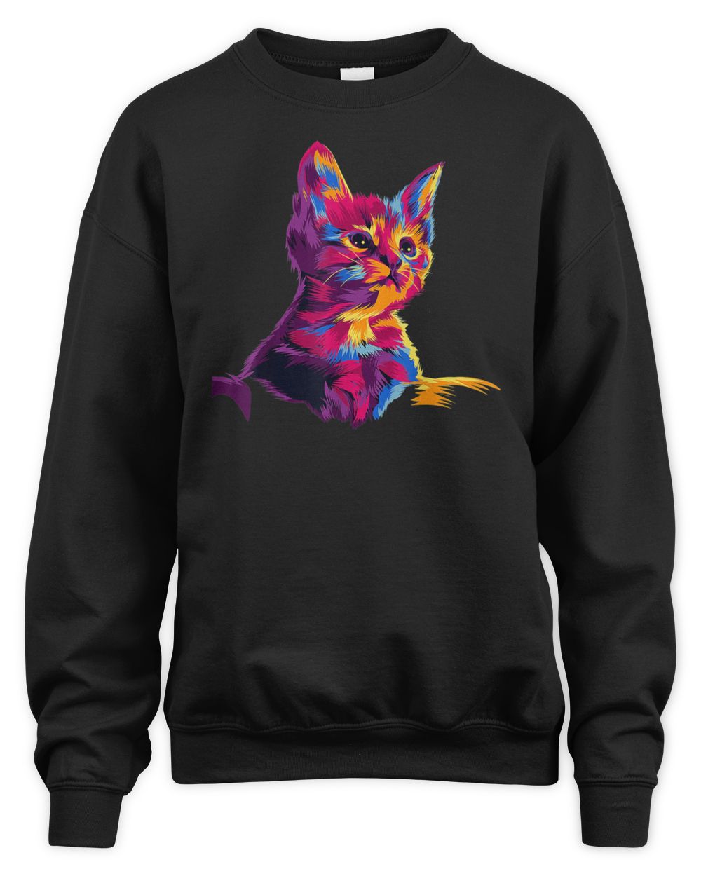 Kitten Colorful Art Gifts for Cat Lovers, Cat Dad, Cat Mom T-Shirt Unisex Sweatshirt black s