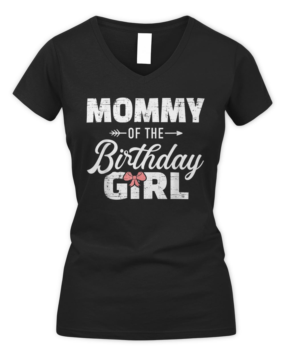 Mommy of the birthday daughter girl matching family for mom T-Shirt Women's V-Neck T-Shirt black s