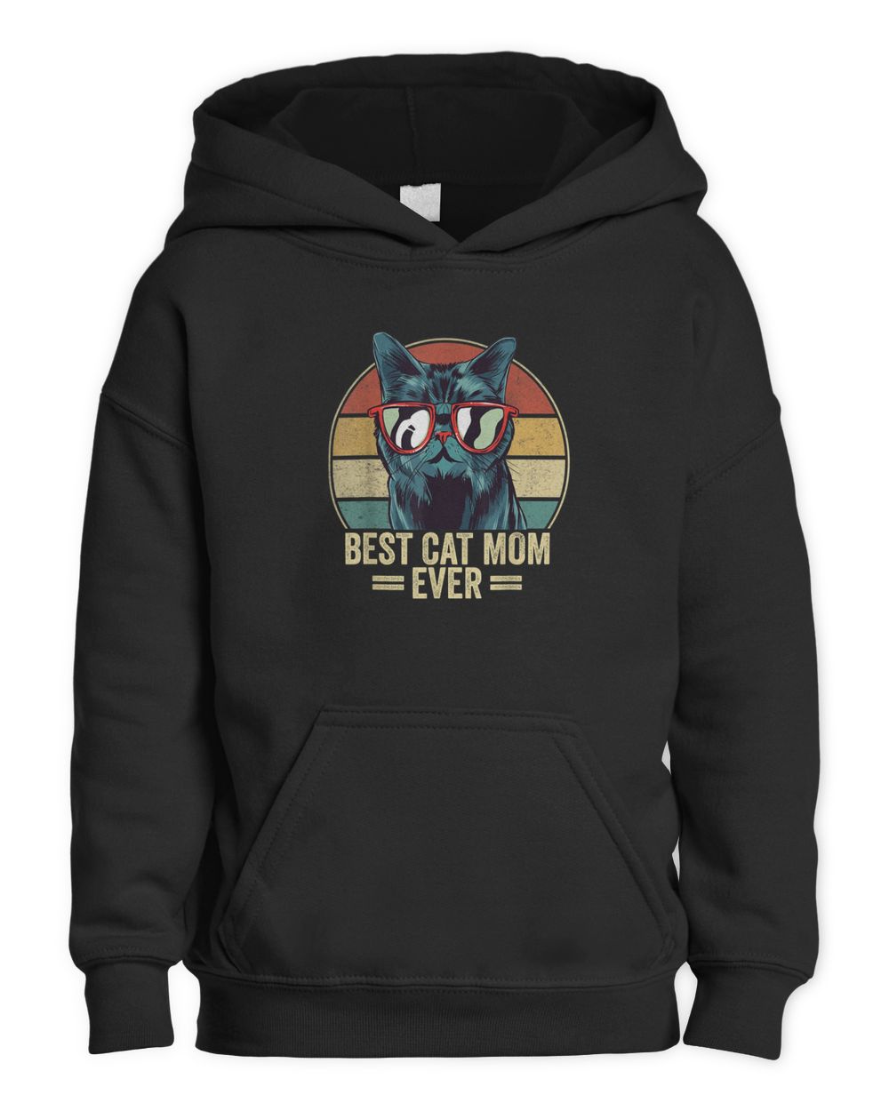 Best Cat Mom Ever Retro Vintage Cat Mothers Day 2023 T-Shirt Kids Pullover Hoodie black xs