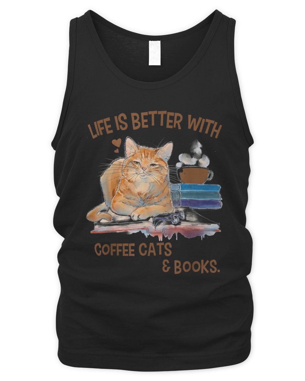 Cats 365 Life Is Better with Cats And Books Cat Book T-Shirt Men's Tank Top black s