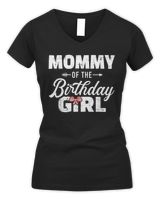 Mommy of the birthday daughter girl matching family for mom T-Shirt Women's V-Neck T-Shirt black s