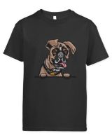 Animal Dog Boxer rg6h Color Peeking Kids Standard T-Shirt black xs