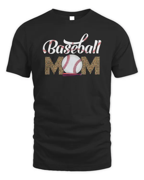 Leopard Baseball Mom Mothers Day Catcher Mom Life Womens T-Shirt