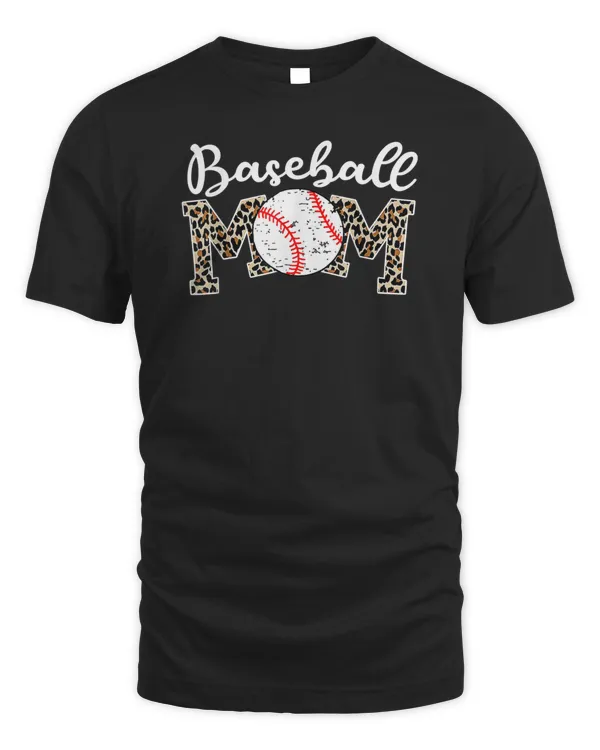 Softball Baseball Mom Leopard Tee Mother's Day T-Shirt